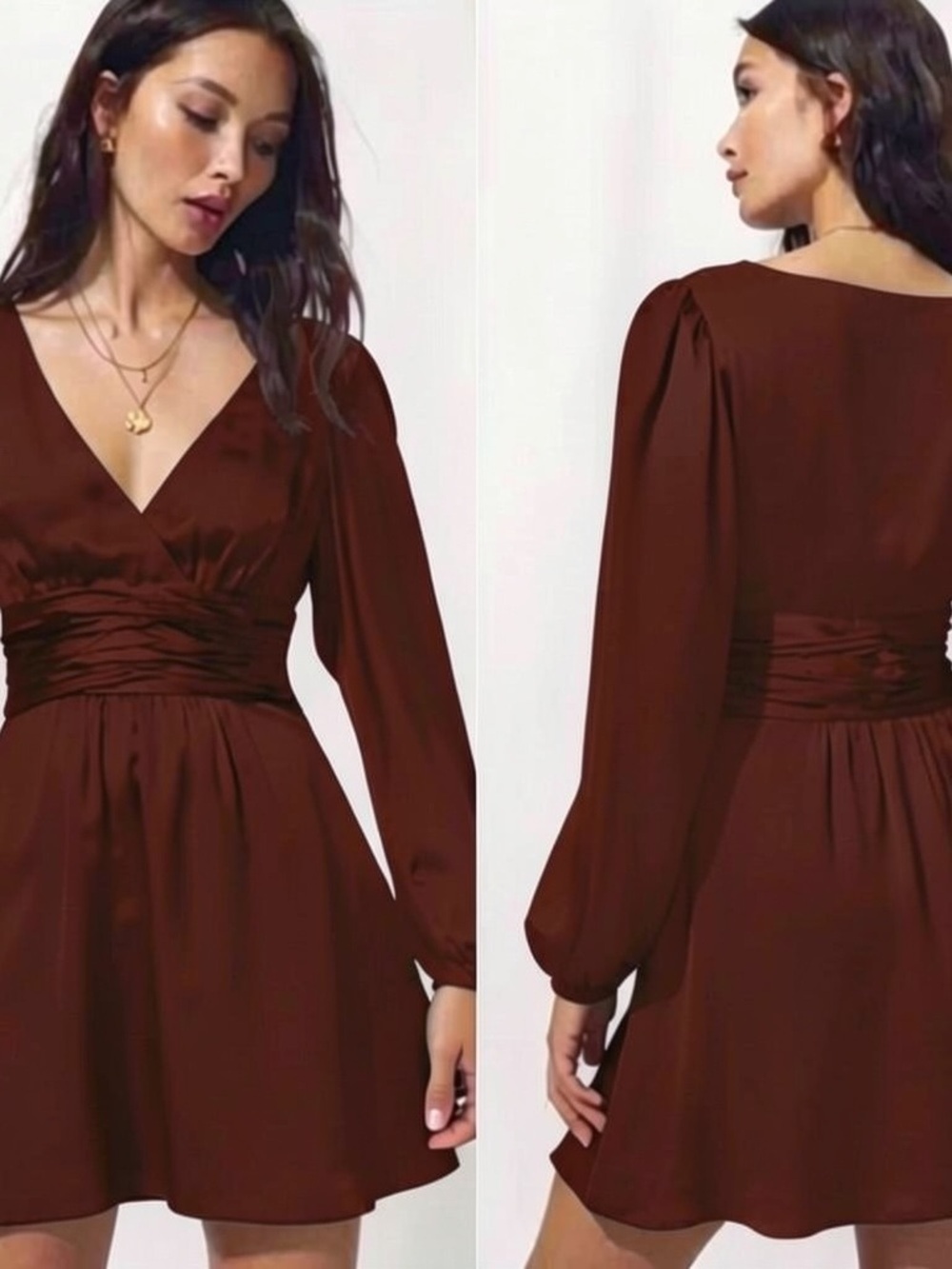 ARITZIA Wilfred Rhythm Satin Long Sleeve Mini Dress